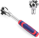 WORKPRO 1/4" Drive Swivel Head Ratchet, 72-Tooth, 270° Rotation, Quick Release & Reversible, Cr-Mo Head, Chrome Finish, Ideal for Tight Spaces & Precision Tasks