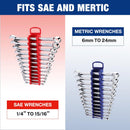 WORKPRO 8-Piece Magnetic Socket Organizer and Magnetic Wrench Organizer Set, 1/4", 3/8", 1/2" Drive Metric SAE Aluminum Alloy Socket Rail, Metric SAE Wrench Holder(Socket, Wrench not Included)