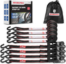 WORKPRO Ratchet Tie Down Straps, 4-Pack | 1" x 12' | 1500 lbs Break Strength Heavy Duty Ratchet Straps, Fits for Moving Appliances Motorcycle ATV Truck (Black&Red)