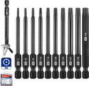 WORKPRO 10pcs Security Torx Bit Set, CNC Machined S2 Steel Star Bit Set, 3" Long Tamper Proof Torx Screwdriver bit with Magnetic Tips, Tamper Resistant Fastener Drive Bits with Storage Box