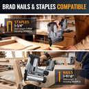 WORKPROX 20V Cordless Brad Nailer Kit, 18 Gauge 2-in-1 Nail & Staple Gun with 2.0Ah Rechargeable Battery, 1000 Staples & 1000 Nails, for Woodworking, Upholstery, DIY Projects & Home Improvement