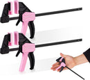 WORKPRO 6" Mini Bar Clamps for Woodworking, 2-Pack One-Handed Clamp/Spreader, Light-Duty Screw-Change F Clamp with 50lbs Load Limit, Pink Ribbon