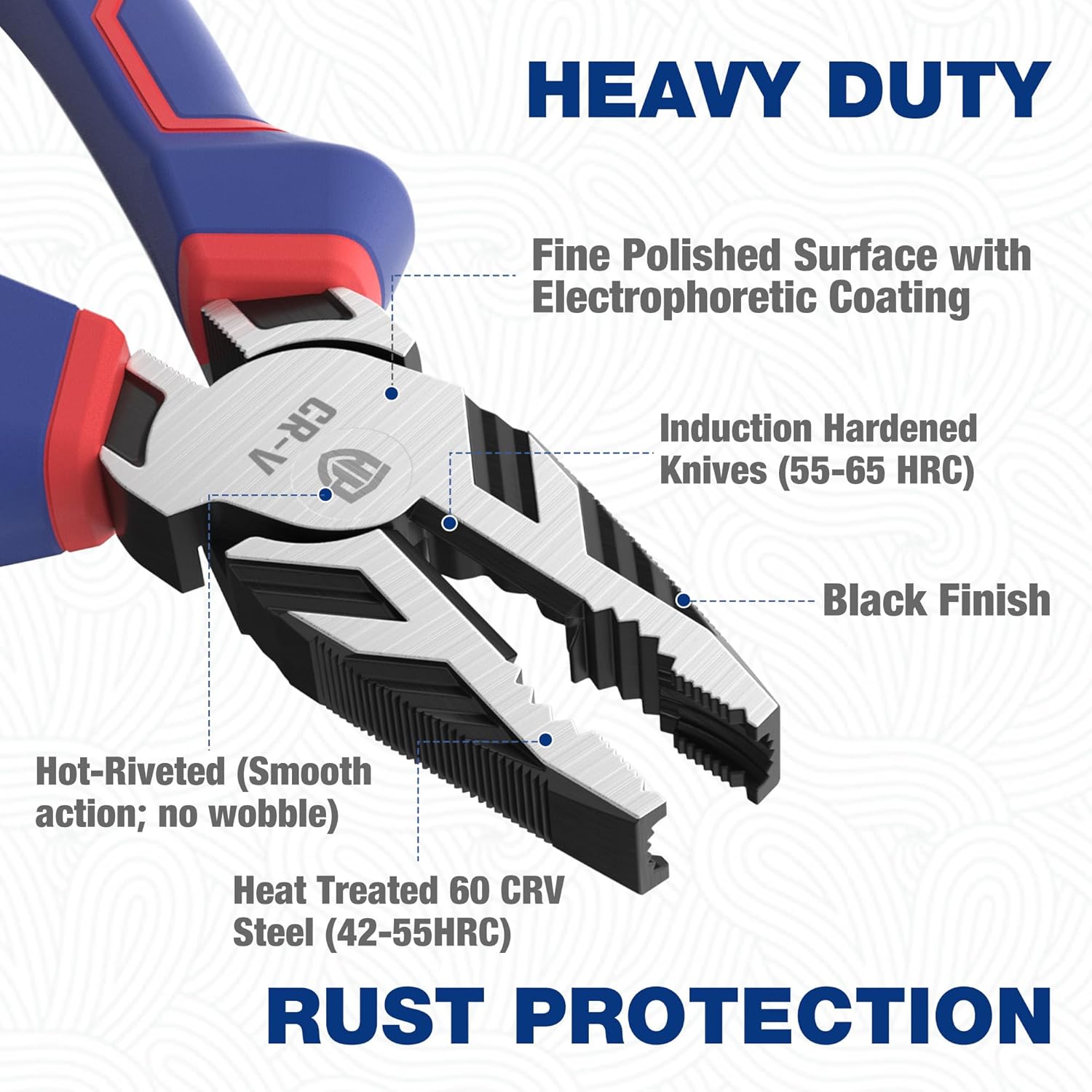 Heavy-duty screw extractor pliers with black finish and serrated jaw teeth