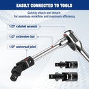 WORKPRO Universal Joint Socket Adapter Set, 3-Piece 1/4" 3/8" 1/2" Drive | Flexible U-Joint, Multi-Angle Access, CR-V Steel, Black Phosphate Finish