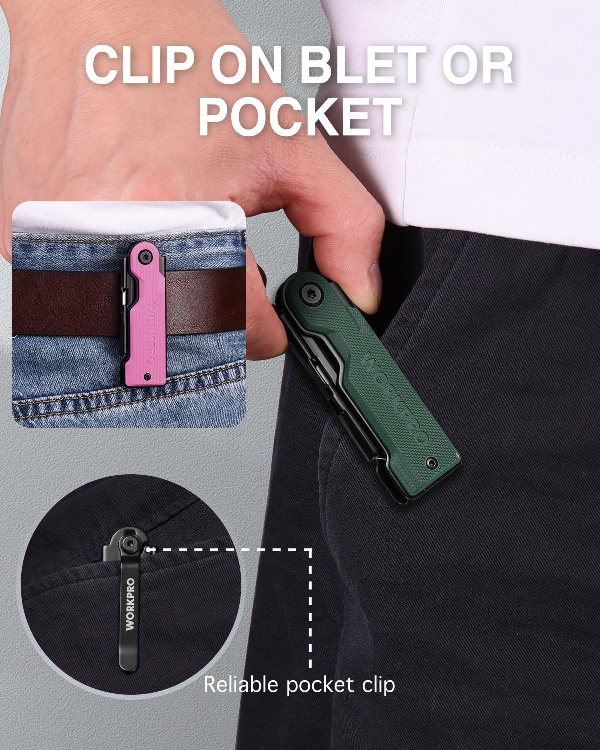 Folding utility knife with pocket clip, textured G10 handle in green, for everyday carry.