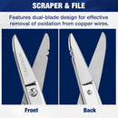WORKPRO Electrician Scissors, 5-1/5 Inch Heavy Duty Scissors, Nickel-Plated Stainless Steel Snips with 19&23 Stripping Notches for Telecom and Electrical Work
