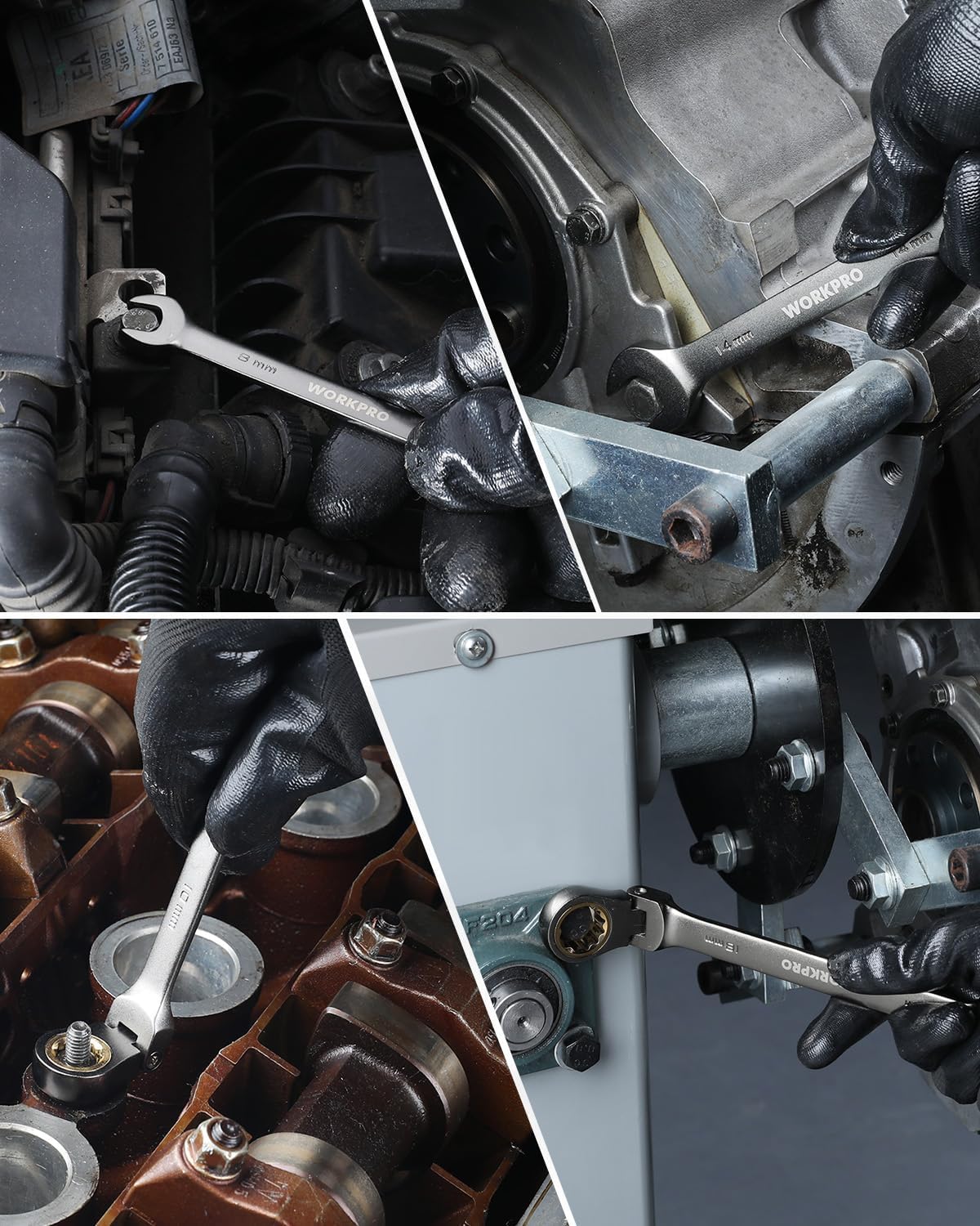 11 mm flex-head ratcheting combination wrench for tight engine-bay access with 12-point ends