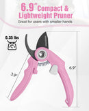WORKPRO 6.9" Bypass Pruning Shears, Garden Shears with Sharp SK5 Steel Blade, Handheld Garden Floral Clippers Gardening Scissors for Rose, Plants, Flowers, Gardening Gifts for Women & Men-Pink Ribbon