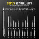 WORKPRO 20-in-1 Mini Electric Screwdriver with Magnetizer & S2 Steel Bits, 3.6V Rechargeable Precision Screwdriver Set for Electronics, Phone, Camera, Laptop & Watch