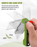WORKPRO Box Cutter, Utility Knife Quick Change Blade Razor Knife, Folding Pocket Knife with Belt Clip and Axis Lock, 10 Extra Blades Included, Green
