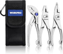 WORKPRO 3-Piece Mini Pliers Set with Pouch, 4-Inch Slip Joint Plier & 4-Inch Water Pump Plier & 4.5-Inch Long Nose Slip Joint Plier, High-Toughness Pocket Pliers for Tight Spaces & Versatile Use