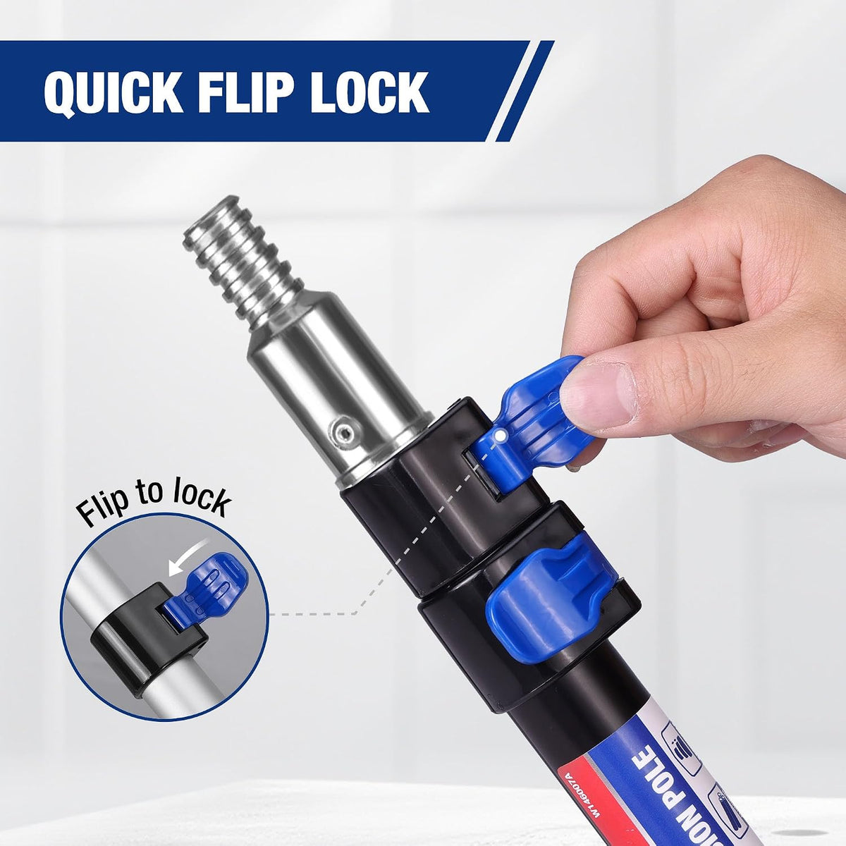 WORKPRO 3FT Pole, Paint Roller for Cleaning, Dusting, Windows and Ceilings | Lightweight Aluminum, Flip-Lock, 3/4" Thread, For Painting, Dusting, Windows and Ceilings, Easy Storage