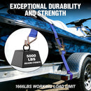 WORKPRO Ratchet Tie Down Straps, 6-Pack | 2" x 15' | 5000 lbs Break Strength Heavy Duty Ratchet Straps, Fits for Moving Appliances Motorcycle ATV Truck (Blue)