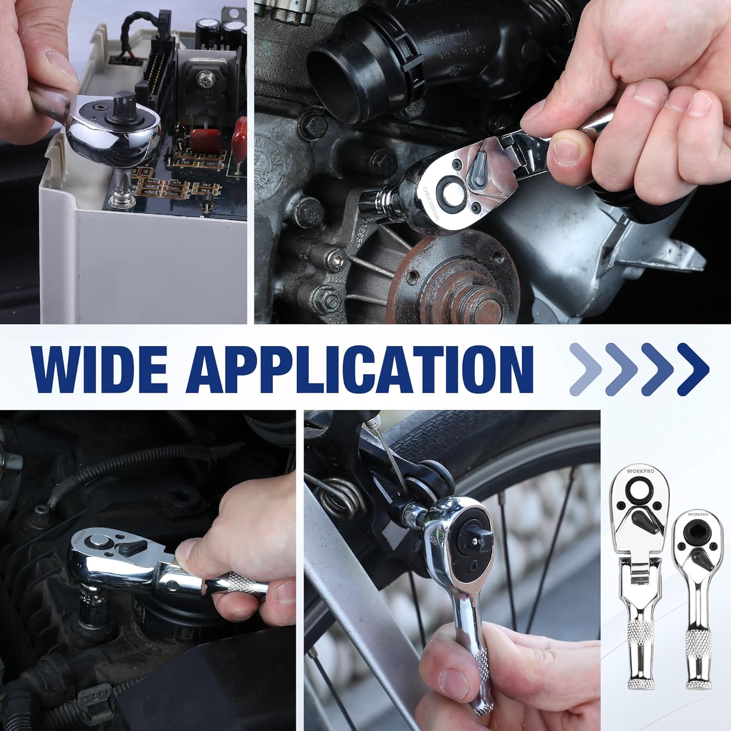 Ratchet driver and hex bit in use on a mechanical component