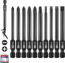 WORKPRO 10pcs Slotted Phillips Screwdriver Bit Set, S2 Steel Magnetic Screwdriver Bits Set, CNC Machined Tips, 1/4 Inch Hex Shank Driver Bits, 3 Inch Long Screwdriver Bits Set with Storage Box