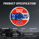 WORKPRO 7-1/4 Inch Woodworking Circular Saw Blade, 60T Fine Finish Plywood Cutting, Thin Kerf, Carbide Tipped, ATB Tooth, 1-Pack
