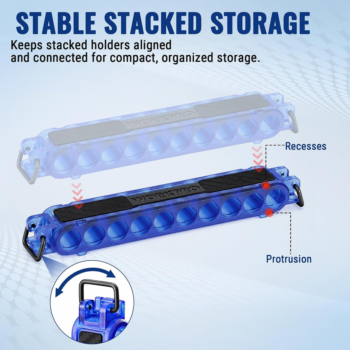 WORKPRO 1/4 in Hex Bit Holder, 10-Hole Bit Organizer with Carabiner