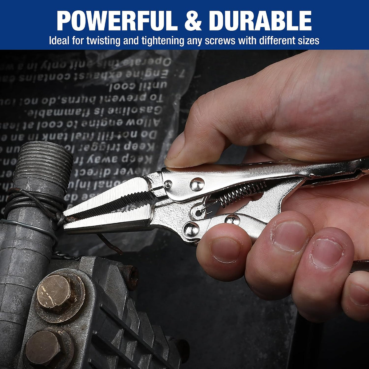 WORKPRO 4-1/2 inch Mini Long Nose Locking Pliers | Chromium-Vanadium Steel Locking Pliers, Locking Adjustable Vise Grips for Clamping Twisting Welding