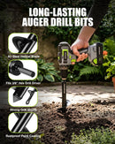 WORKPRO 2PC Auger Drill Bit Set for Planting – 1.6 x 16 Inch & 3.5 x 16 Inch Garden Auger Bits, Spiral Drill for Digging Bulb Holes, Fence Posts & Umbrella Holes, Fits 3/8" Hex Drive Drill