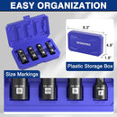 WORKPRO 4PCS Impact Socket Set 1/2" Drive, Lug Nut Socket Set, Wheel Socket Set Cr-Mo Steel, Includes 1PC 3" Extension Bar & 3PCS Flip Sockets of 6 Metric and SAE Sizes