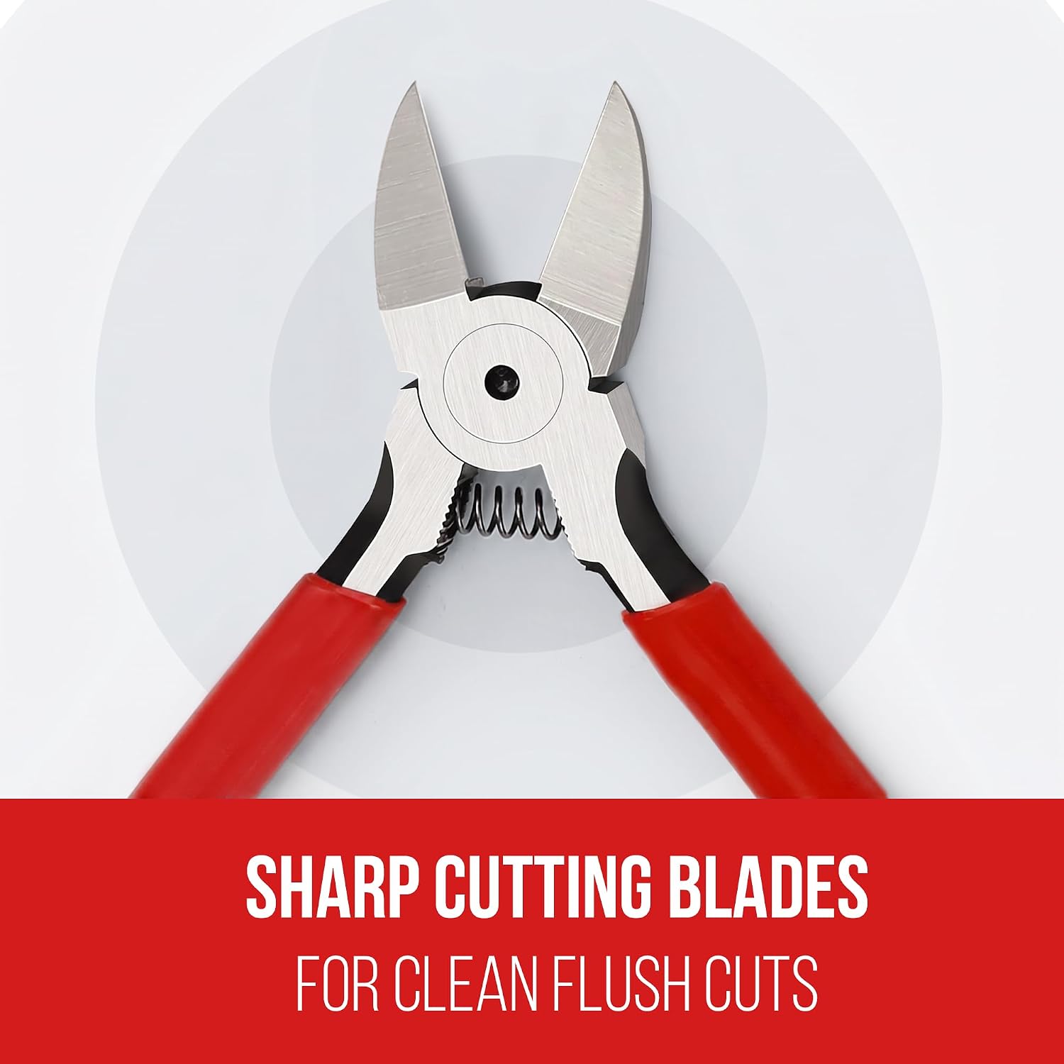 WORKPRO diagonal cutters with two silver blades and red handles for flush cutting