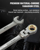WORKPRO 11 mm Flex-Head Ratcheting Combination Wrench, Cr-V Constructed, Nickel Plating, 72-Teeth, 12 Point Design, Metric