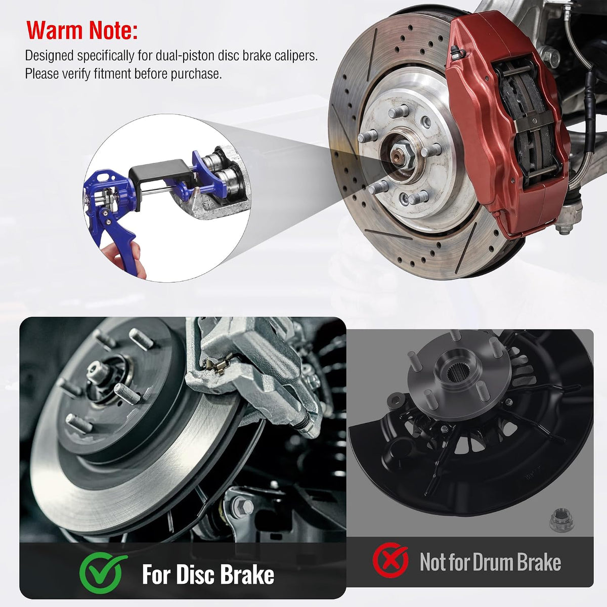 WORKPRO Heavy Duty Dual Piston Brake Caliper Compressor for Pad Replacement