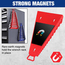 WORKPRO Magnetic Wrench Organizer, 15-Slot Gripper Wrench Holder for Tool Box, 2-Pack Wrench Rack Fits SAE (1/4" to 1-1/16") and Metric (6mm to 27mm), Flexible Grips, Blue and Red