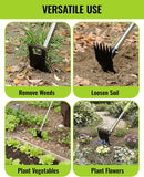 WORKPRO Weed Puller Tool with Long Handle – 2-in-1 Garden Hoe & Weed Rake, 29"-56" Adjustable Manual Weeding Tool, Uprooting Weed Remover Gardening Weeder Tools for Yard, Lawn, Patio and Garden