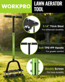 WORKPRO 38” Lawn Aerator Tool with 17 Spikes, Manual Lawn Aerators with Dual-Layer Design, Ergonomic T-Handle, Heavy Duty Manual Grass Aerator for Lawn Aeration, Soil Loosening, and Yard Care