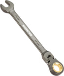 WORKPRO 14 mm Flex-Head Ratcheting Combination Wrench, Cr-V Constructed, Nickel Plating, 72-Teeth, 12 Point Design, Metric