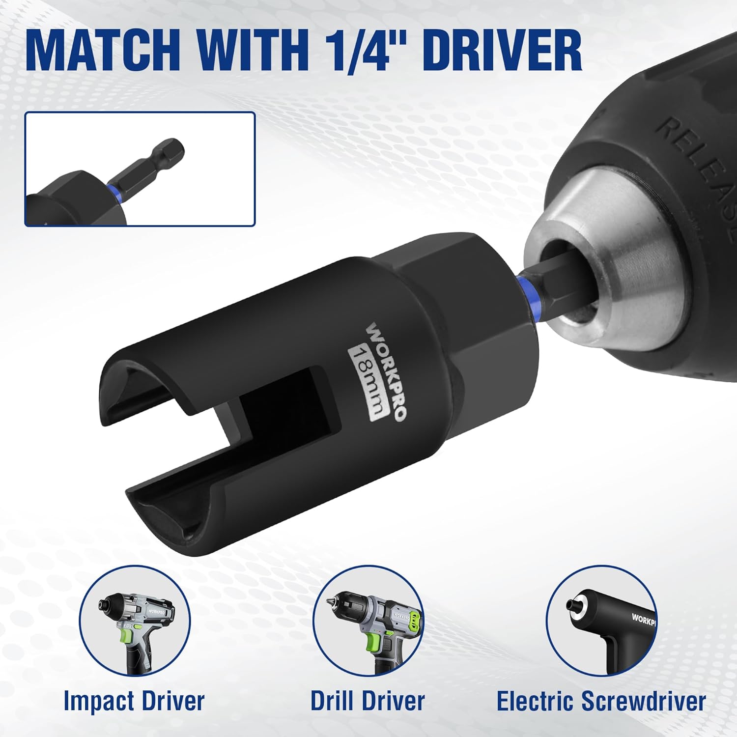 Wing nut driver bit with 1/4-inch hex shank and wide black socket