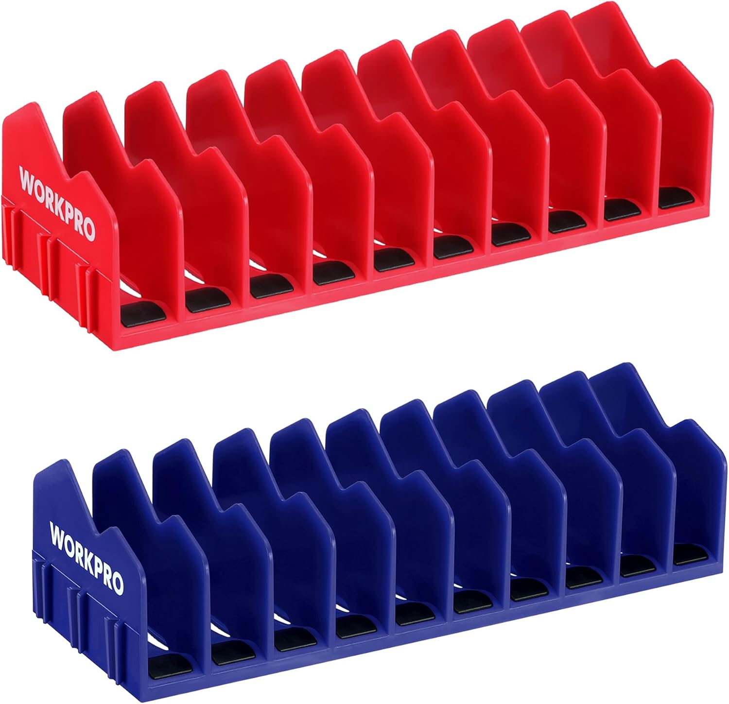 WORKPRO 2-pack plier organizer racks, red and blue 20-slot holders
