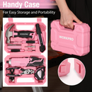 WORKPRO 18 Pcs General Home Tool Kit - Pink Ribbon