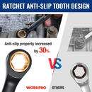 WORKPRO 9 Pcs Black Anti-Slip Ratcheting Combination Wrench Set, Metric 8-19 mm, SAE 1/4"-3/4", 72-Teeth, Cr-V Constructed