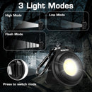 WORKPRO Mini Keychain Work Light, COB Keychain Flashlight with Hat Clip, Rechargeable Magnetic EDC Carabiner Flashlight, 3 Light Modes Emergency Light for Camping, Biking and Car Repairing, Black