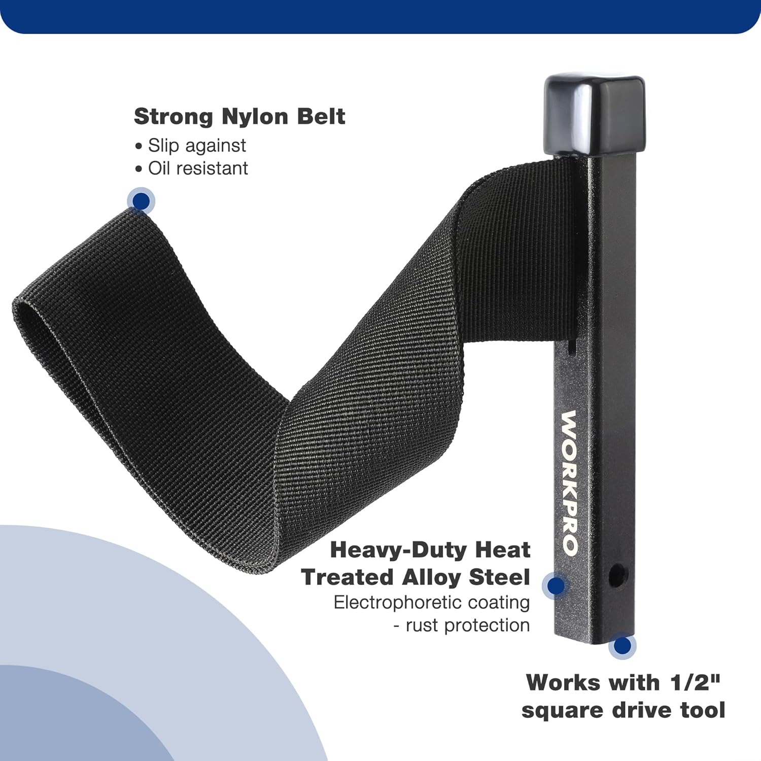 Nylon strap oil filter wrench with strong belt and alloy steel handle