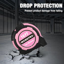 WORKPRO 16FT Pink Tape Measure, 1/8 Fractions Easy Read Measuring Tape, Retractable Nylon Coating Measurement Tape Accuracy 1/32, Magnetic Hook, Belt Clip, Rubber Protective Casing