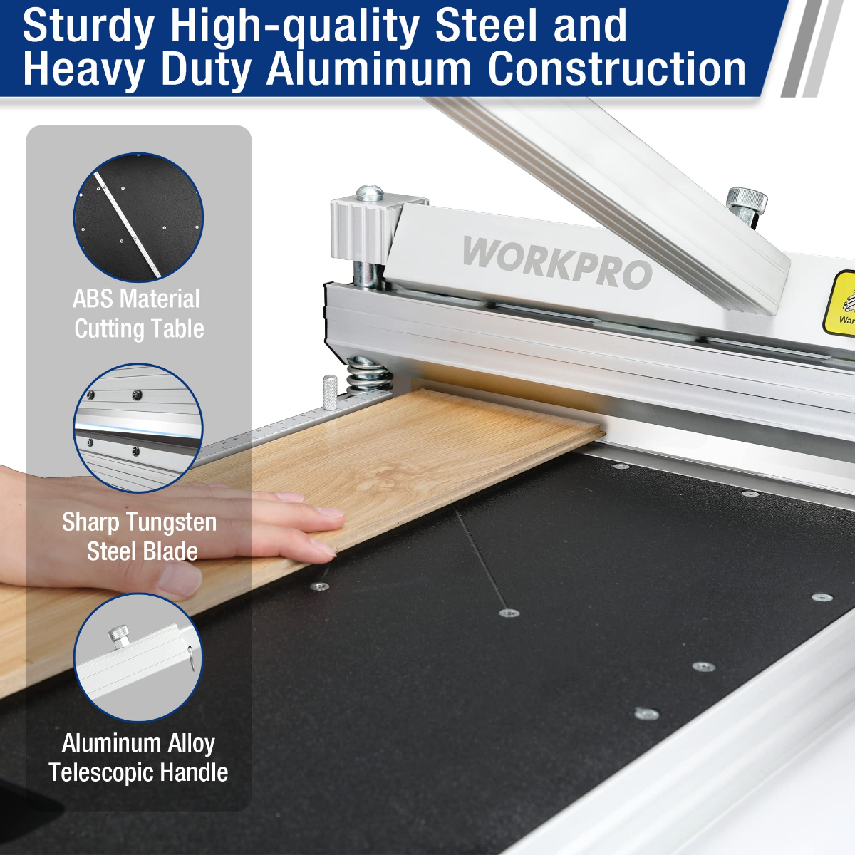 Laminate vinyl floor cutter cutting table with steel rails and black cutting bed