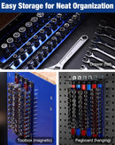 WORKPRO Magnetic Socket Organizer, 3/8" Drive Aluminum Alloy Socket Holder with 10PC Removable Socket Clips for Quick Customization, Socket Rail for Tool Box Drawer (Sockets Not Included)