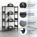 WORKPRO 4-Tier Folding Shelf, No-Assembly Metal Storage Rack with Wheels, 600 lbs Capacity (with Leveling Feet), Collapsible Shelving Unit for Kitchen, Pantry, Bathroom & Closet Organization