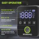 WORKPRO Mini Electric Bike Pump, 140 PSI Portable Bicycle Tire Pump with Gauge, Digital Display, Auto Shut-Off, 3 Modes, LED Light, Fast Inflate Bike Tire Pump for Motorcycle, Bicycle, Balls