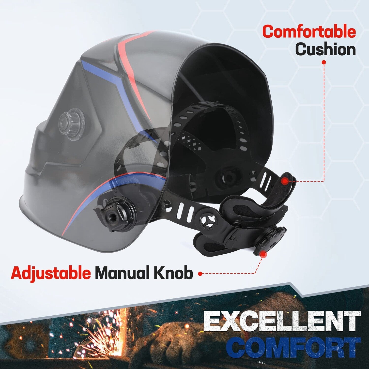 WORKPRO Welding Helmet Shield True Color Auto Darkening 1112 welder mask, durable PP plastic, innovation