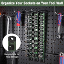 WORKPRO Magnetic Socket Organizer, 1/2-Inch Drive Aluminum Alloy Socket Rail, Heavy Duty Socket Holder, Socket Rack Kit 1/2-Inch x 10 Clips Green (Socket not Included)