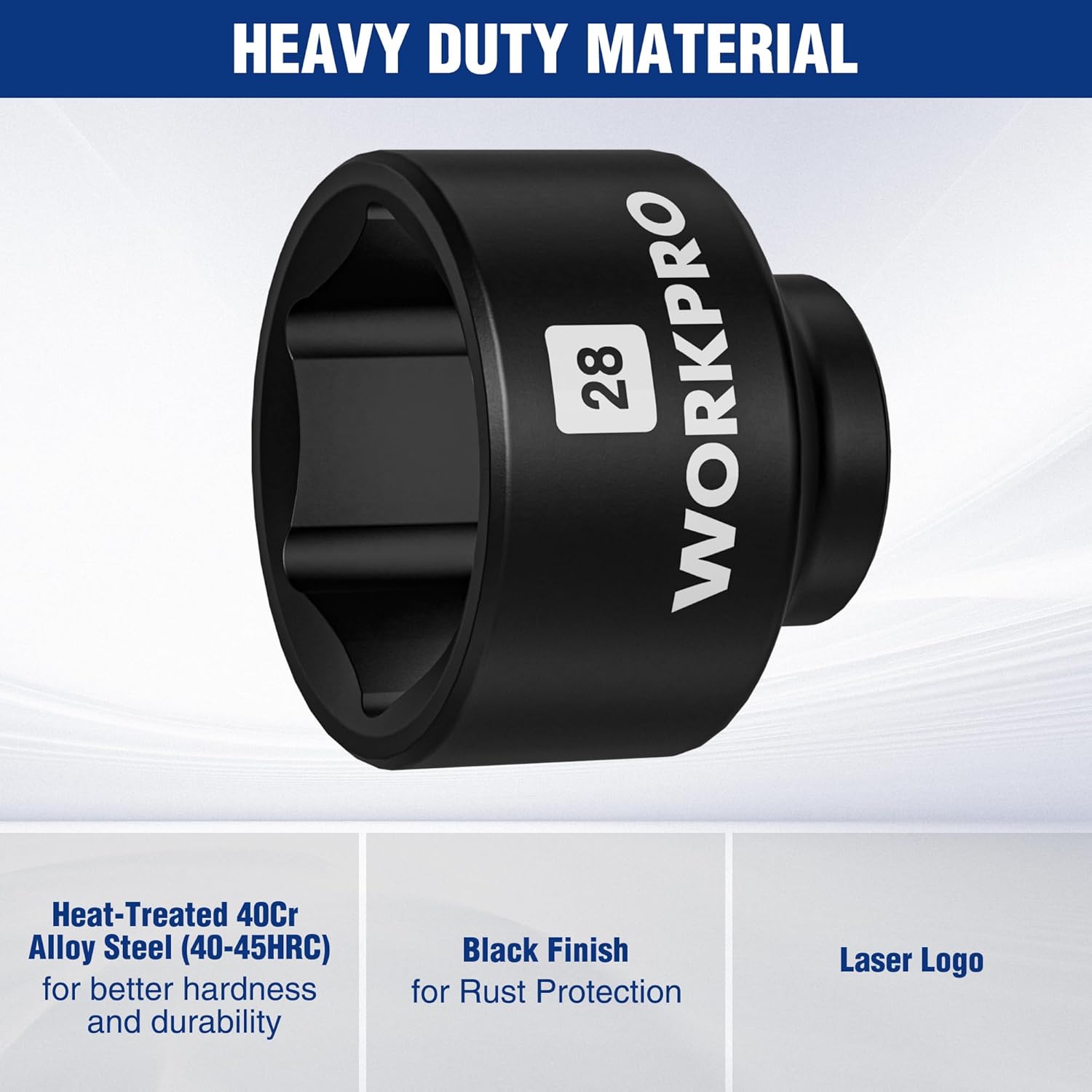 WORKPRO 28mm oil filter socket wrench, black heavy-duty housing