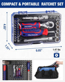 WORKPRO 34 PCS 1/4" Drive Mini Socket Ratchet Wrench Set, Screwdriver Bit Set, Dual Socket & Bit Head Ratchet, Magnetic Driver, Metric Sockets 4-12mm, Extension Bars & Universal Joint, Storage Case