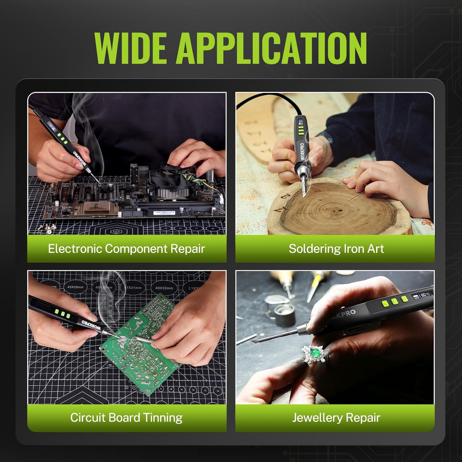 Soldering iron kit for electronics repair, soldering art, circuit tinning, and jewelry repair