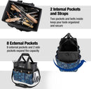 WORKPRO Garden Tool Bag Organizer, Heavy Duty Gardening Tote Bag with 10 Pockets and Long Adjustable Shoulder Strap, Standable Garden Home Tool Kits Organizer, Floral Blue (Tools are not Included)