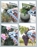 WORKPRO 6.9" Bypass Pruning Shears, Gardening Scissors with Sharp SK5 Steel Blade, Handheld Garden Floral Clippers for Rose, Plants, Flowers, Fruit Trees, Gardening Gifts for Women & Men, Blue