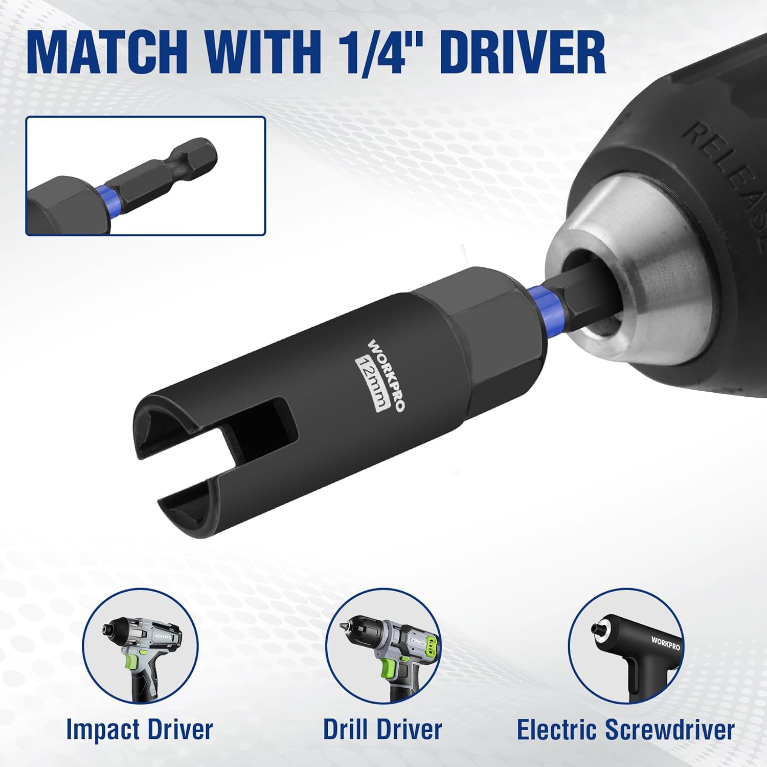 Wing nut driver bit set with 1/4-inch hex shank and black socket body